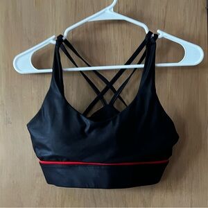 ZYIA Active Sweetheart Metallic Black Strappy Bra Women’s medium Sports Top​​